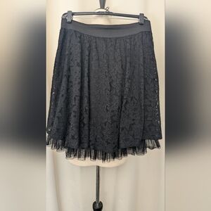 Knee Length Black Lace Skirt Lined With Tool Ruffle On The Bottom SizeL